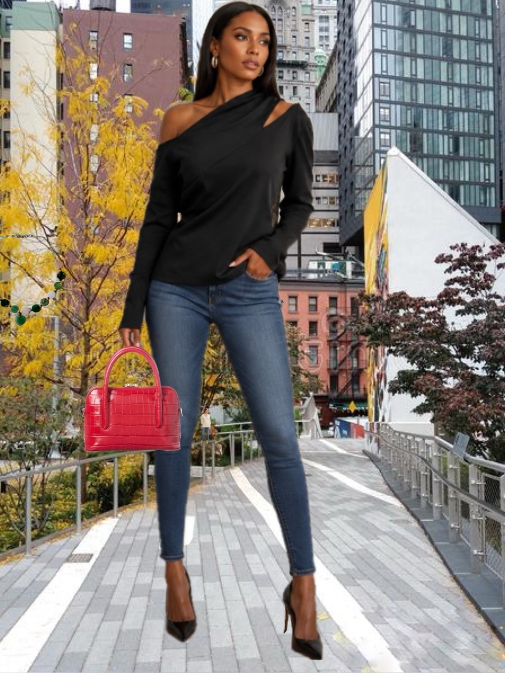 Long Sleeve Asymmetrical Cut Out Off Shoulder Top NWT